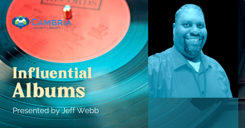 Influential Albums graphic with a record turntable and Jeff Webb