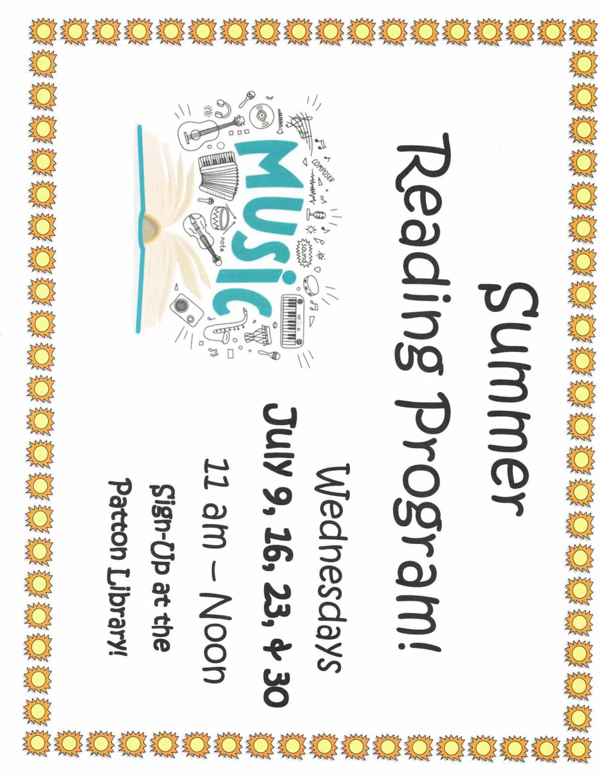 Summer Reading Program every wed starting July 9th-30th form 11am-noon