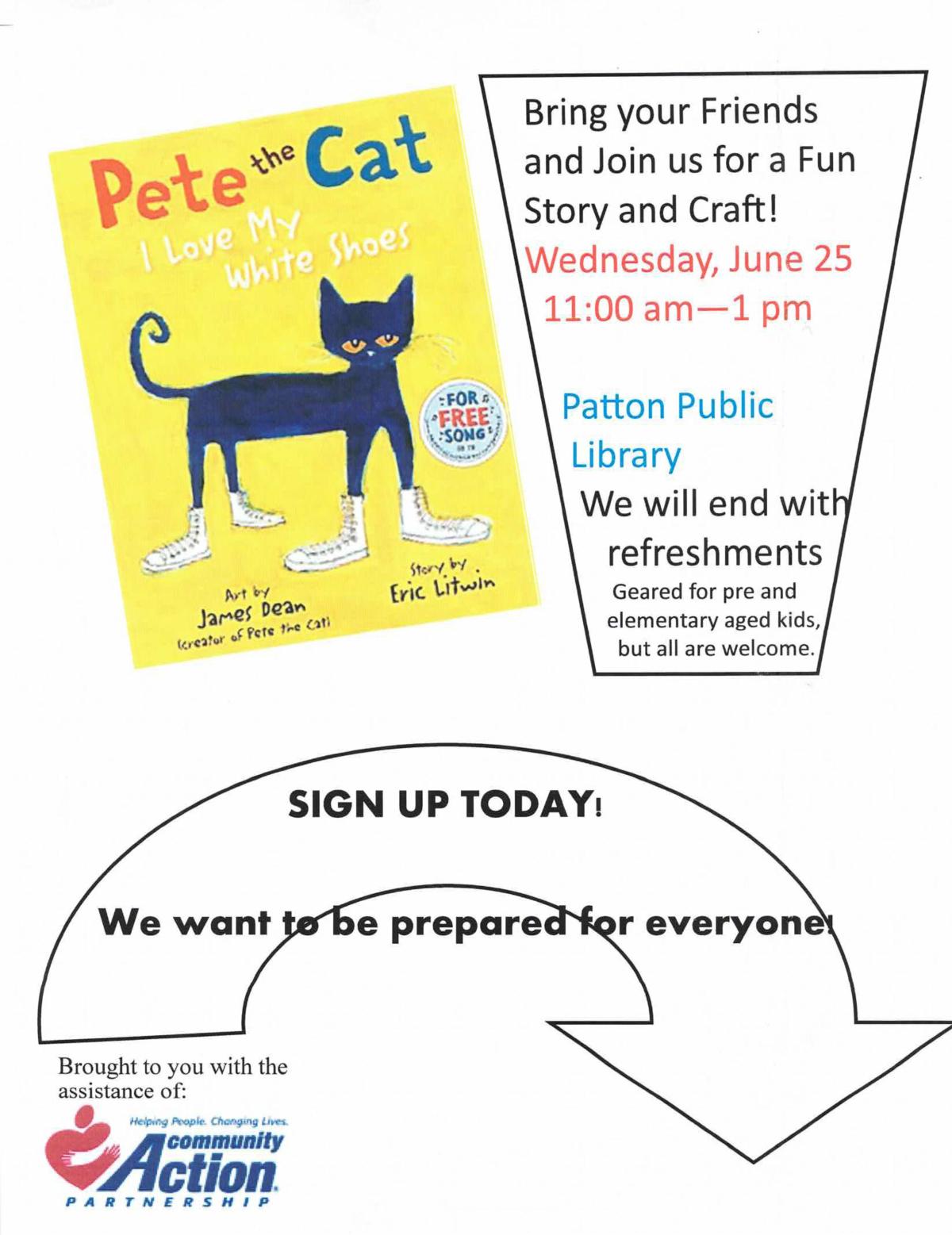 Story and Craft day Wed. June 25th from 11am-1pm